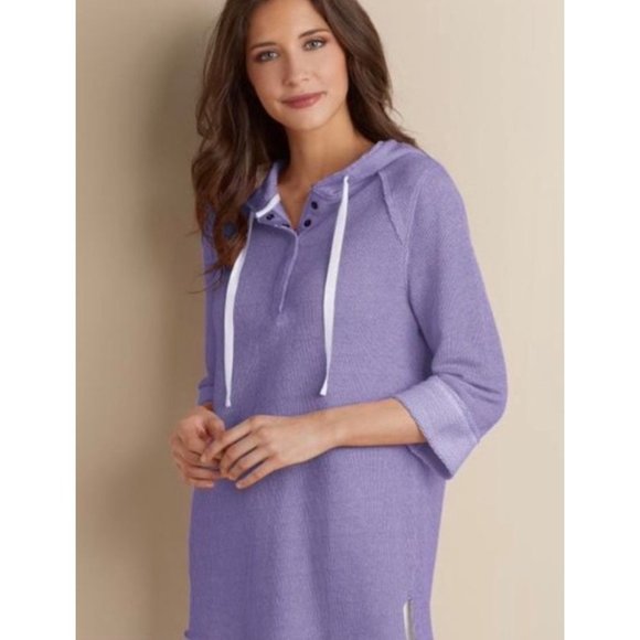 Soft Surroundings Tops - Soft Surroundings Knit Hooded Hoodie Pullover Tunic Purple Lavender Medium